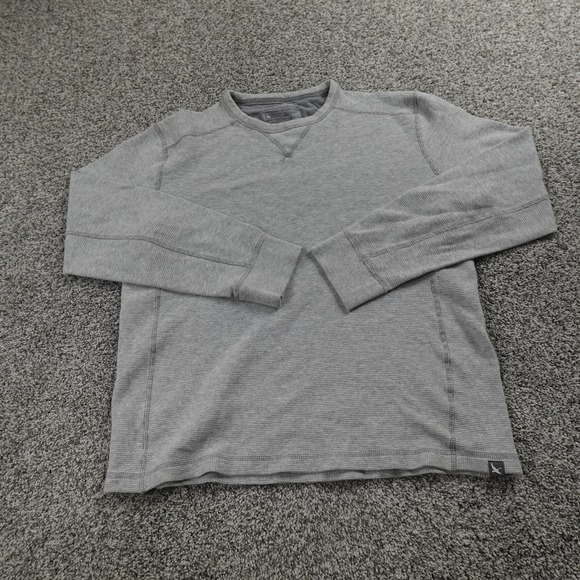 Eddie Bauer Sweater Mens M Gray Waffle Knit Thermal Crewneck Pullover Outdoor - Picture 2 of 11